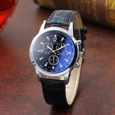 Blue Glass Strap Men's Watch