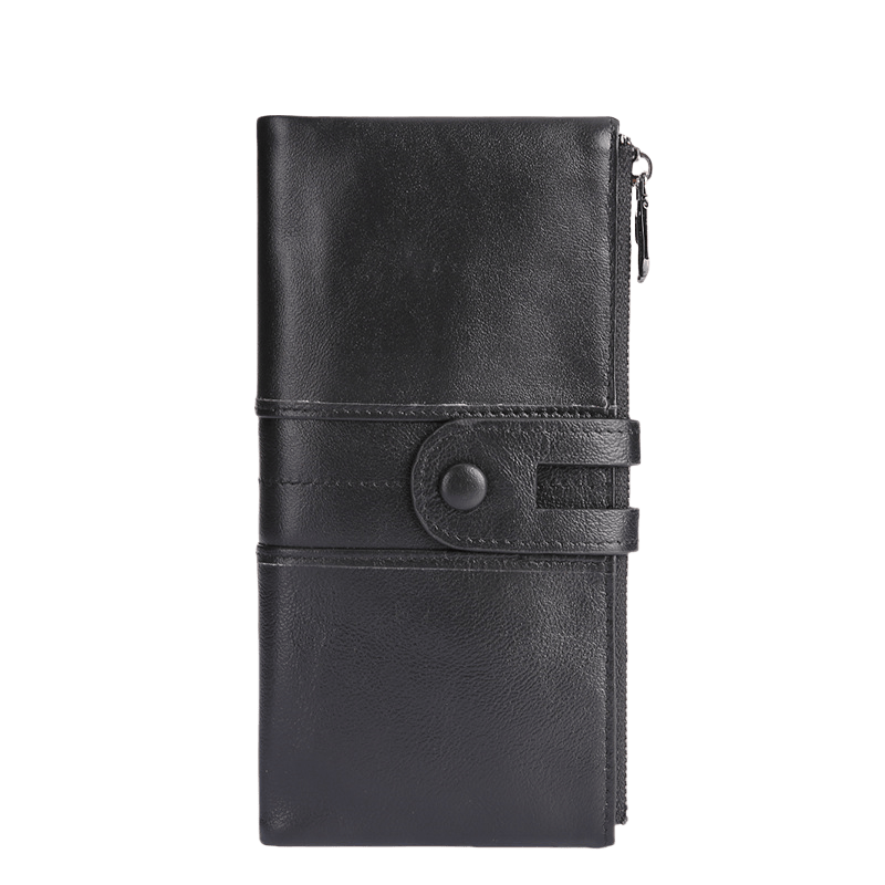 Women's Leather Wallet Large Capacity Multi Card Position Concealed Buckle Coin Purse Vintage Simple Long Wallet Female