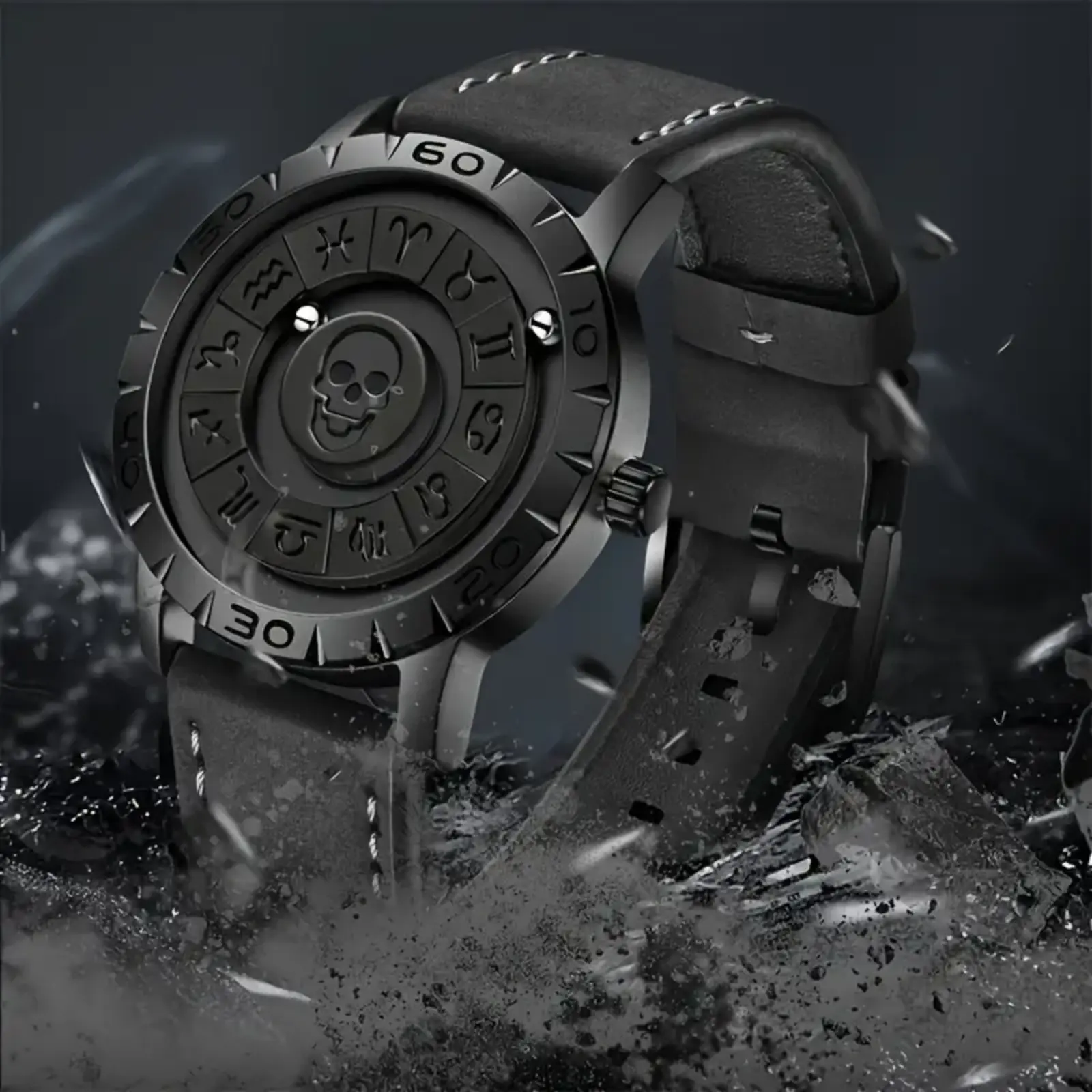 Men's Skull Roman Numeral Quartz Watch