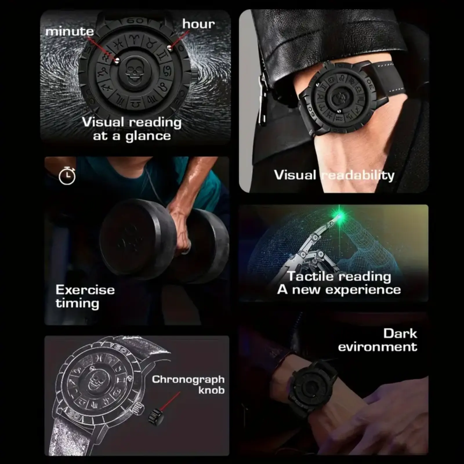 Men's Skull Roman Numeral Quartz Watch