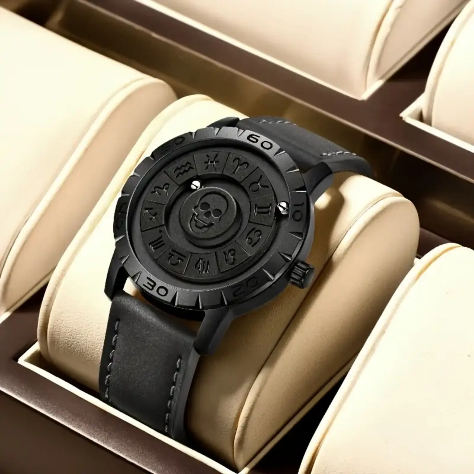 Men's Skull Roman Numeral Quartz Watch